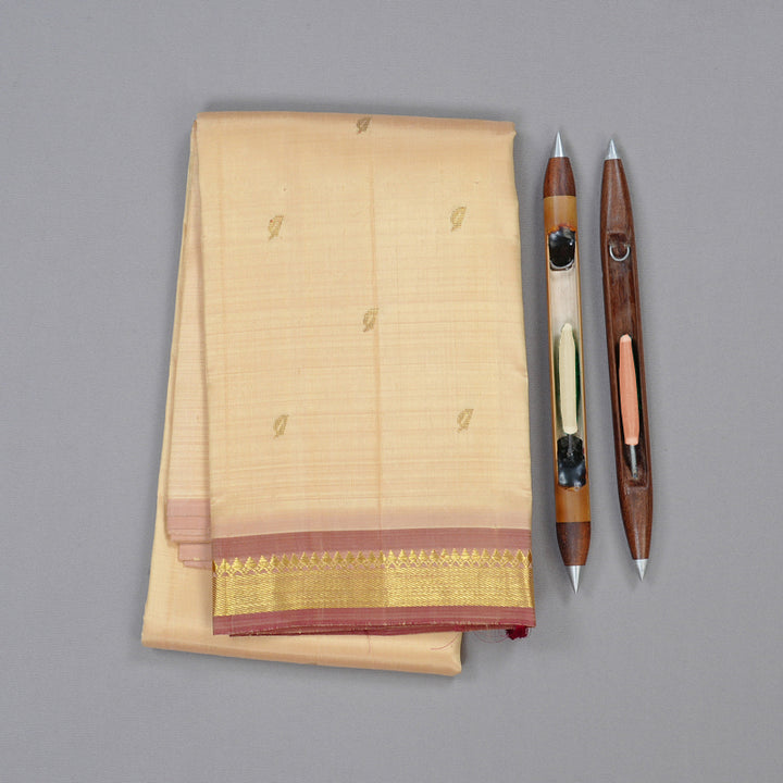 Hayagrivas Sandal Handloom Kanjivaram Silk Saree with Onion Pink Border KBD1502L2-17
