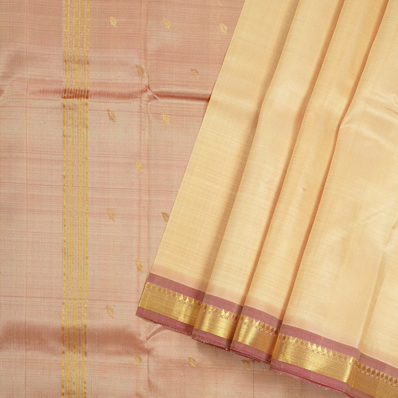 Hayagrivas Sandal Handloom Kanjivaram Silk Saree with Onion Pink Border KBD1502L2-17