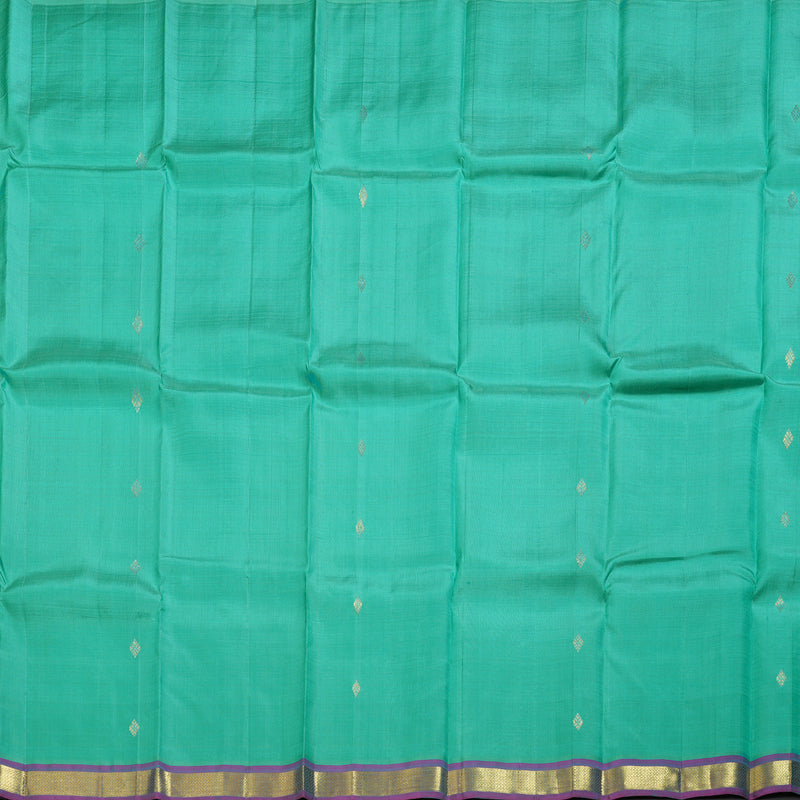 Hayagrivas Sea Green Handloom Kanjivaram Silk Saree with Pink Border KBD1502L2-4