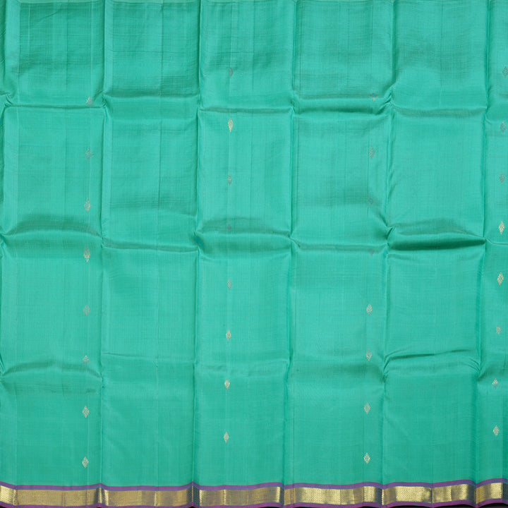 Hayagrivas Sea Green Handloom Kanjivaram Silk Saree with Pink Border KBD1502L2-4