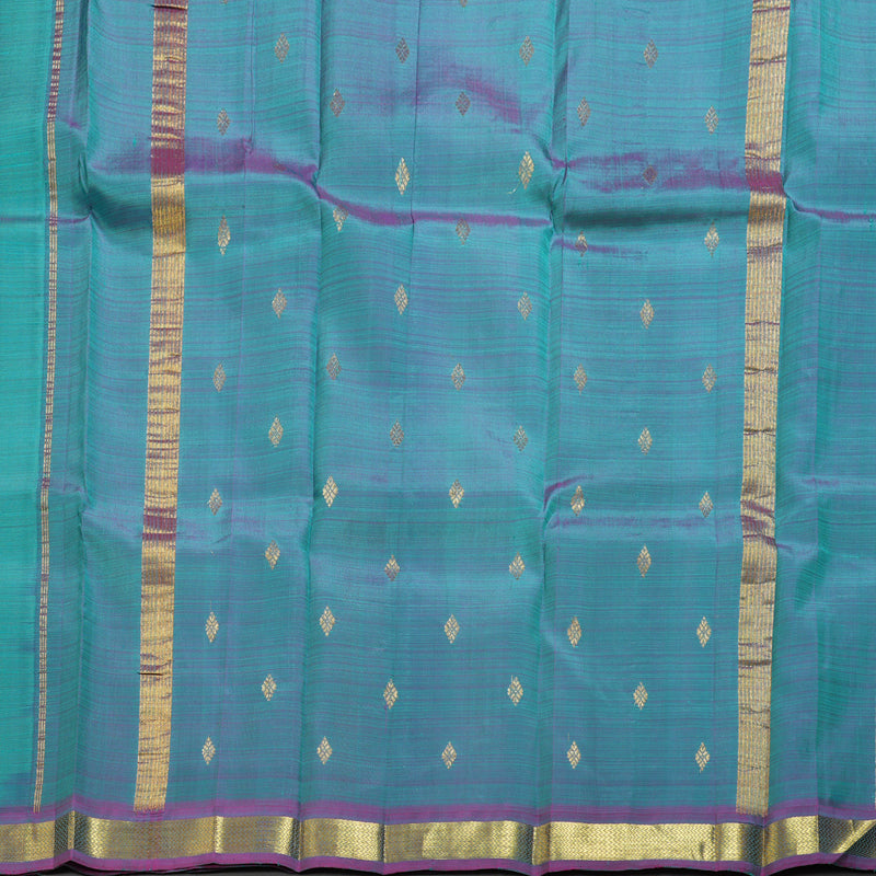 Hayagrivas Sea Green Handloom Kanjivaram Silk Saree with Pink Border KBD1502L2-4