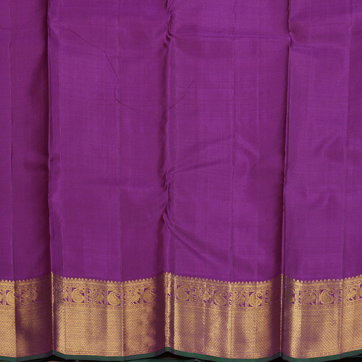 Hayagrivas Sandal Beige Handloom Kanjivaram Silk Saree with Dark Purple Border KBD1505A1-4