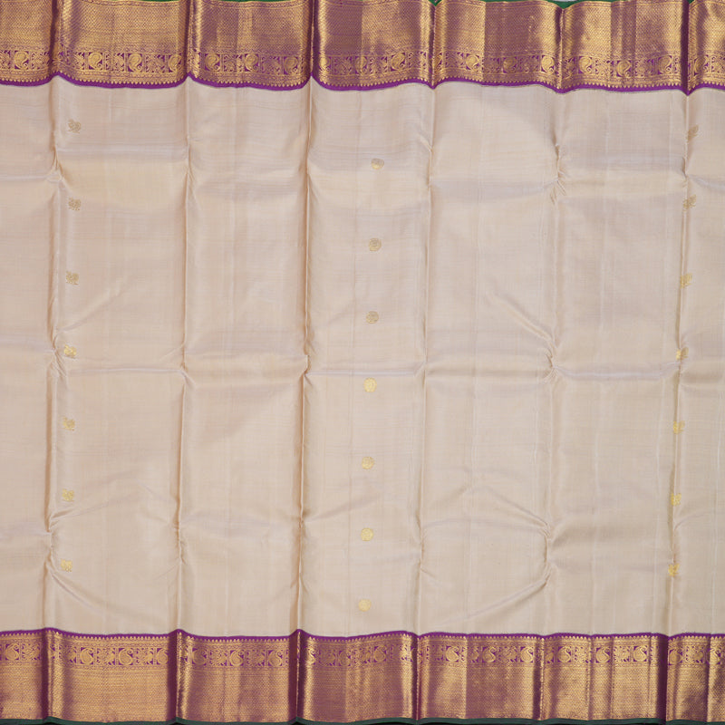Hayagrivas Sandal Beige Handloom Kanjivaram Silk Saree with Dark Purple Border KBD1505A1-4