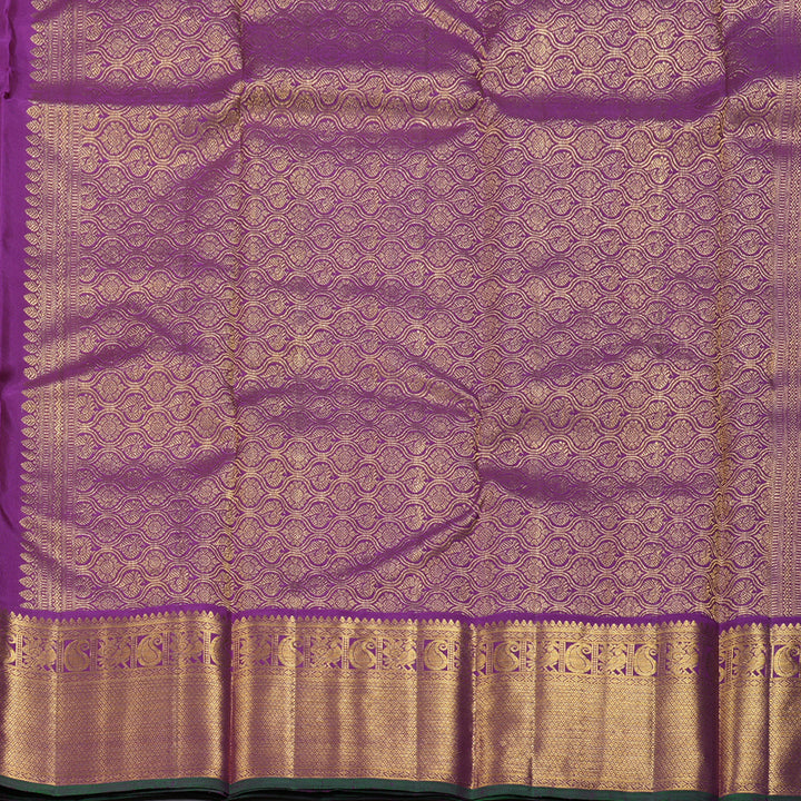 Hayagrivas Sandal Beige Handloom Kanjivaram Silk Saree with Dark Purple Border KBD1505A1-4