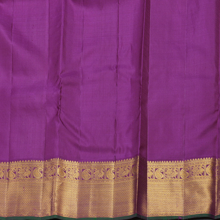 Hayagrivas Beige Handloom Kanjivaram Silk Saree with Purple Border KBD1505A1-6