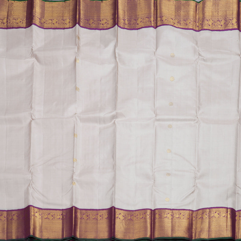 Hayagrivas Beige Handloom Kanjivaram Silk Saree with Purple Border KBD1505A1-6