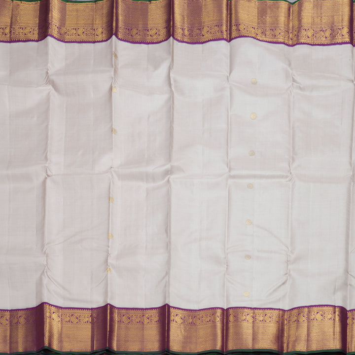 Hayagrivas Beige Handloom Kanjivaram Silk Saree with Purple Border KBD1505A1-6