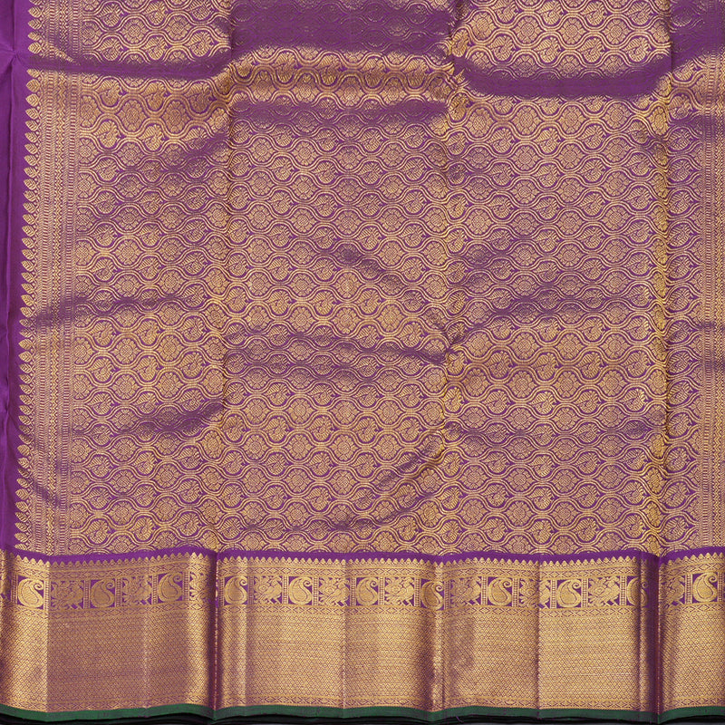Hayagrivas Beige Handloom Kanjivaram Silk Saree with Purple Border KBD1505A1-6
