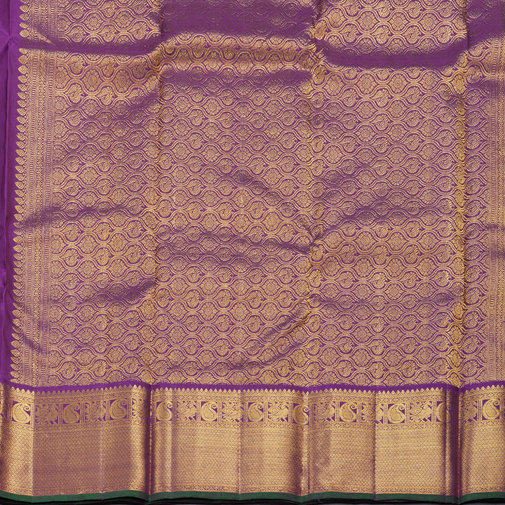 Hayagrivas Beige Handloom Kanjivaram Silk Saree with Purple Border KBD1505A1-6