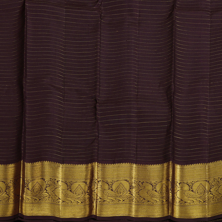 Hayagrivas Sandal Beige Handloom Kanjivaram Silk Saree with Dark Brown Border KBD1505A2-3