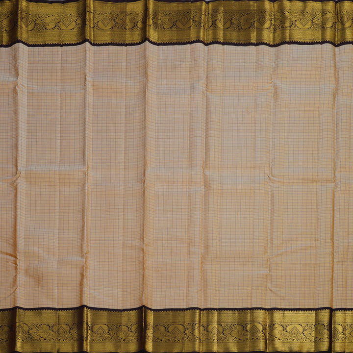 Hayagrivas Sandal Beige Handloom Kanjivaram Silk Saree with Dark Brown Border KBD1505A2-3