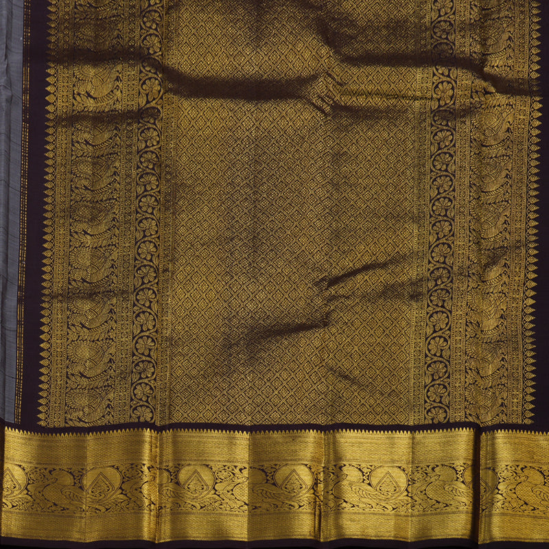 Hayagrivas Sandal Beige Handloom Kanjivaram Silk Saree with Dark Brown Border KBD1505A2-3
