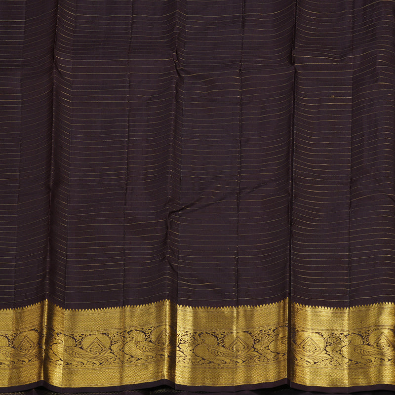 Hayagrivas Mustard Handloom Kanjivaram Silk Saree with Dark Brown Border KBD1505A2-4