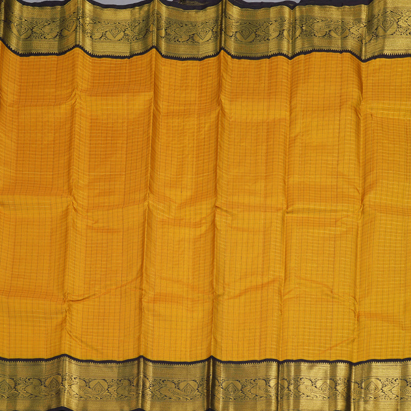 Hayagrivas Mustard Handloom Kanjivaram Silk Saree with Dark Brown Border KBD1505A2-4