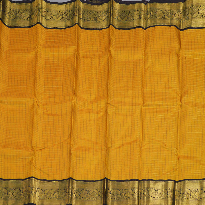 Hayagrivas Mustard Handloom Kanjivaram Silk Saree with Dark Brown Border KBD1505A2-4