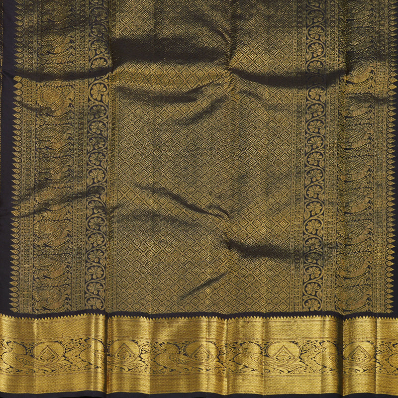 Hayagrivas Mustard Handloom Kanjivaram Silk Saree with Dark Brown Border KBD1505A2-4