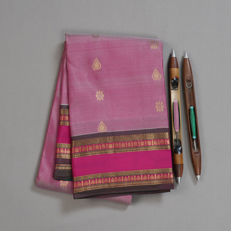 Hayagrivas Onion Pink Handloom Kanjivaram Silk Saree with Mandhalir Border KBD1506A2-11