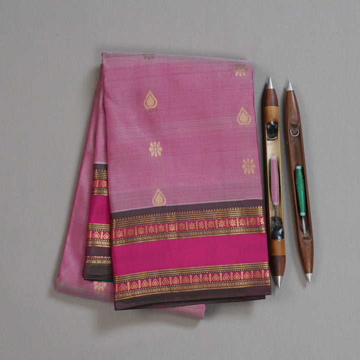 Hayagrivas Onion Pink Handloom Kanjivaram Silk Saree with Mandhalir Border KBD1506A2-11