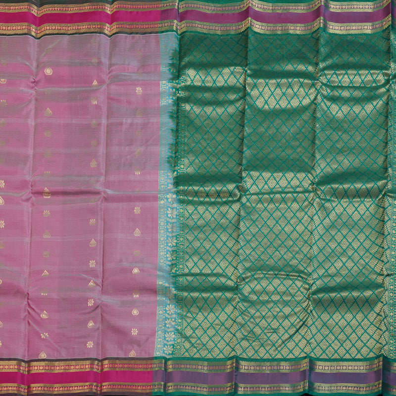 Hayagrivas Onion Pink Handloom Kanjivaram Silk Saree with Mandhalir Border KBD1506A2-11