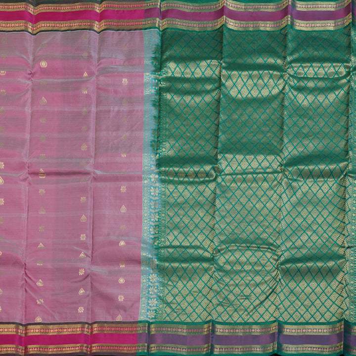 Hayagrivas Onion Pink Handloom Kanjivaram Silk Saree with Mandhalir Border KBD1506A2-11