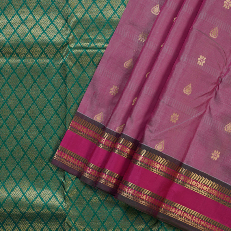 Hayagrivas Onion Pink Handloom Kanjivaram Silk Saree with Mandhalir Border KBD1506A2-11