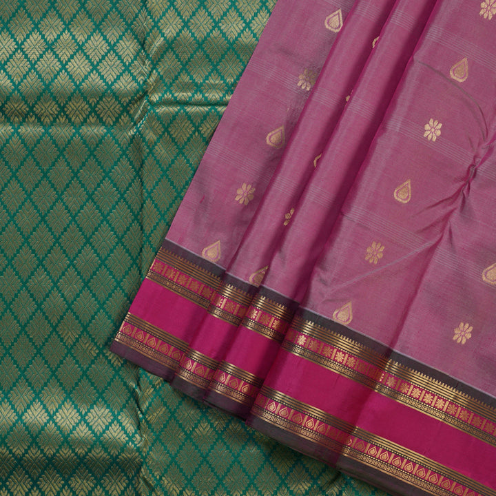 Hayagrivas Onion Pink Handloom Kanjivaram Silk Saree with Mandhalir Border KBD1506A2-11