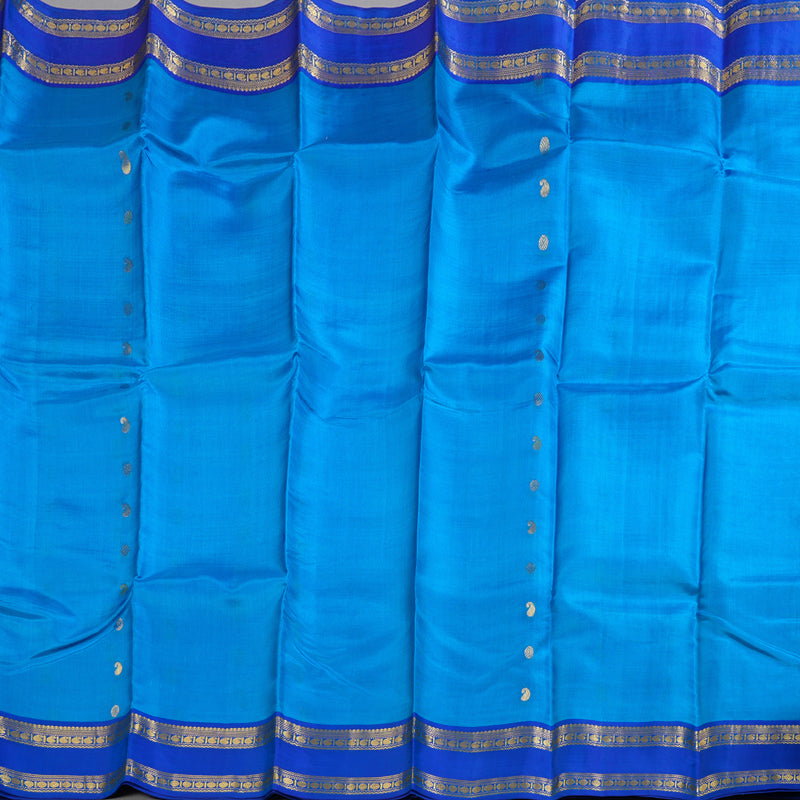 Hayagrivas Pleasant Sky Blue Handloom Kanjivaram Silk Saree with Blue Border KBD1506A2-32
