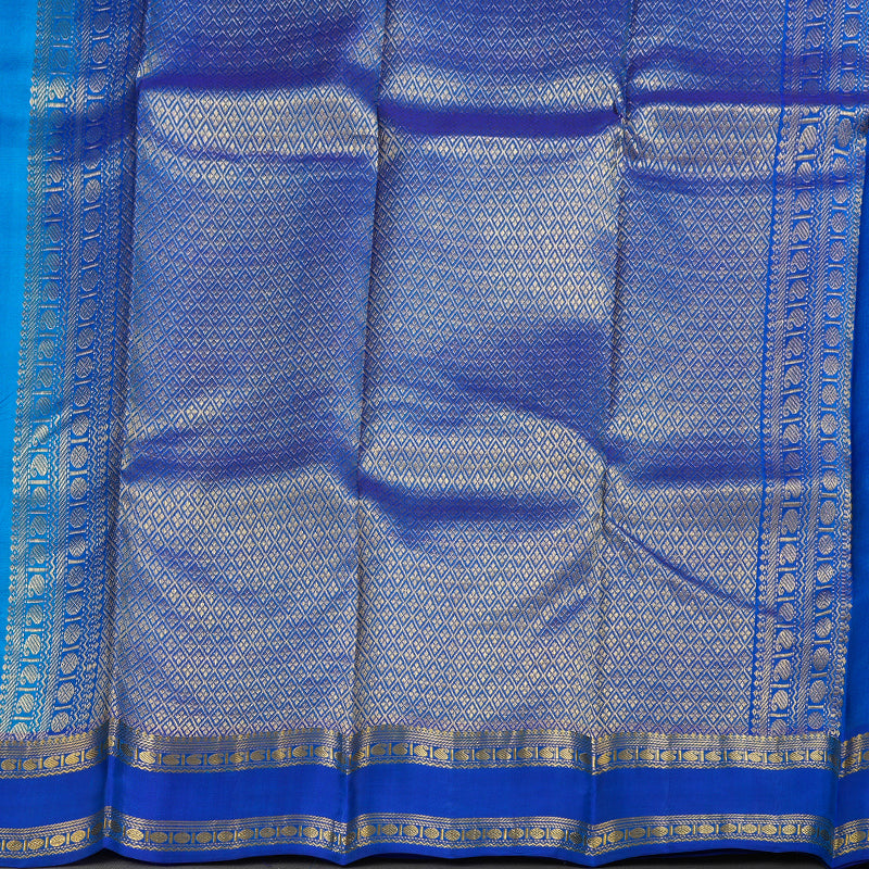 Hayagrivas Pleasant Sky Blue Handloom Kanjivaram Silk Saree with Blue Border KBD1506A2-32