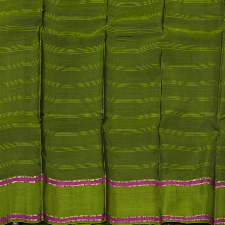 Hayagrivas Dark Sky Blue Handloom Kanjivaram Silk Saree with Dark Leaf Green Border KBD1506A2-38