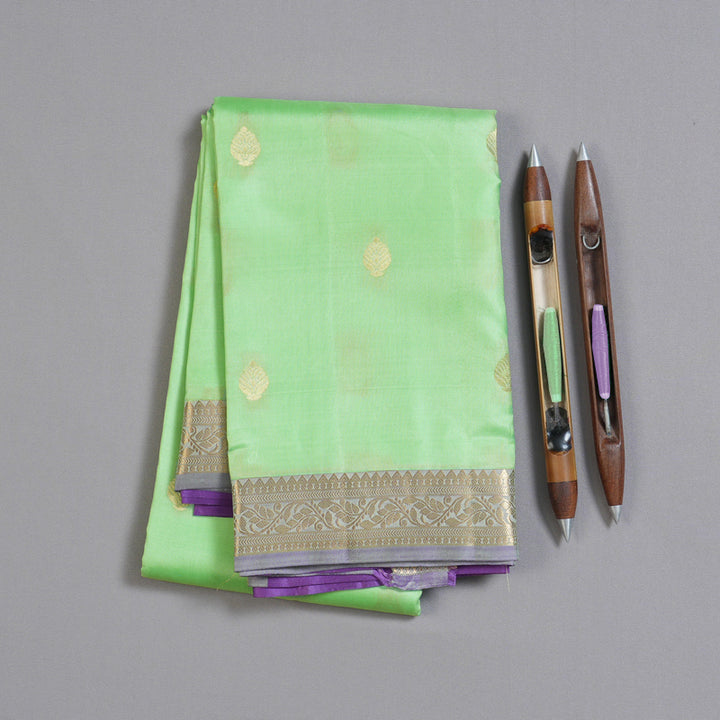 Hayagrivas Sea Green Handloom Kanjivaram Silk Saree with Lavender Border KBD1506A4-11