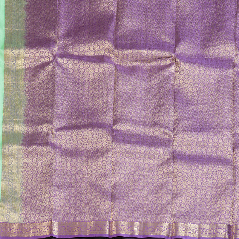 Hayagrivas Sea Green Handloom Kanjivaram Silk Saree with Lavender Border KBD1506A4-11