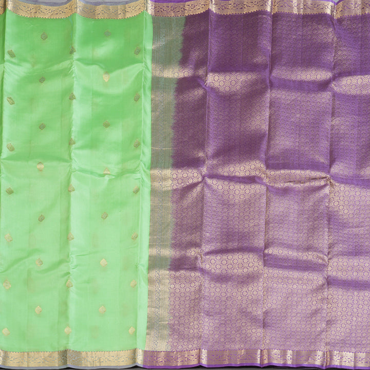 Hayagrivas Sea Green Handloom Kanjivaram Silk Saree with Lavender Border KBD1506A4-11