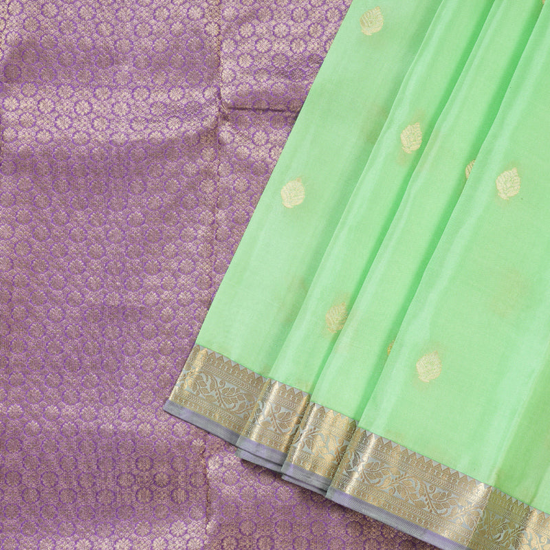 Hayagrivas Sea Green Handloom Kanjivaram Silk Saree with Lavender Border KBD1506A4-11