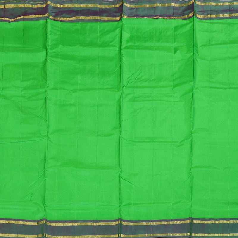 Hayagrivas Light Green Handloom Kanjivaram Ten Yards Silk Saree with Dual Tone (Purple With Green) Border KBD1507A1-2