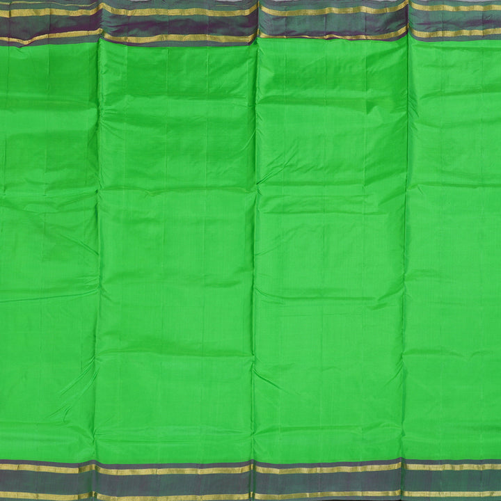 Hayagrivas Light Green Handloom Kanjivaram Ten Yards Silk Saree with Dual Tone (Purple With Green) Border KBD1507A1-2