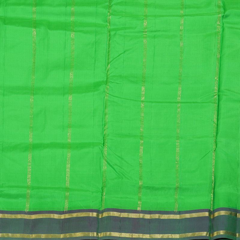 Hayagrivas Light Green Handloom Kanjivaram Ten Yards Silk Saree with Dual Tone (Purple With Green) Border KBD1507A1-2