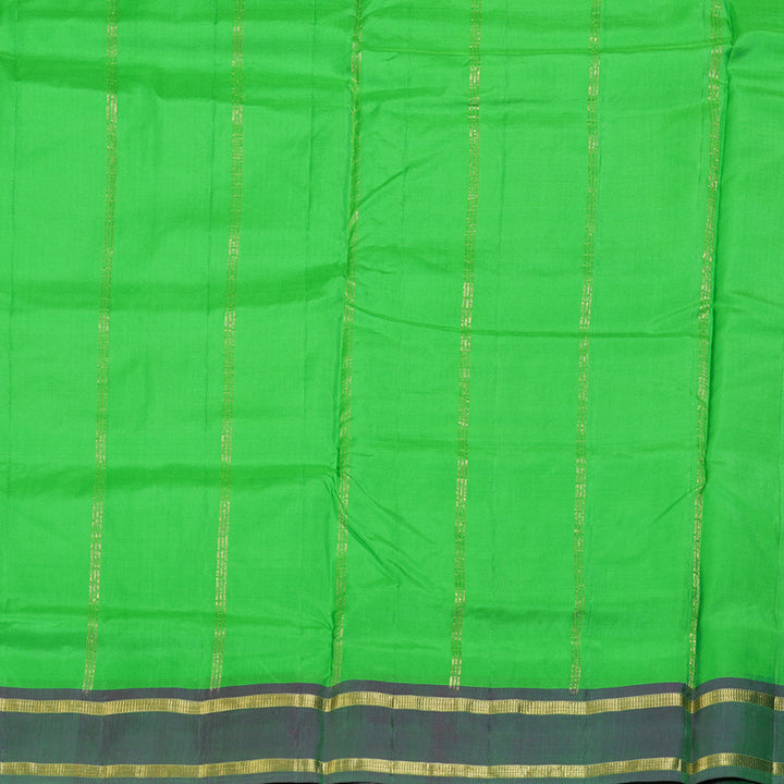 Hayagrivas Light Green Handloom Kanjivaram Ten Yards Silk Saree with Dual Tone (Purple With Green) Border KBD1507A1-2