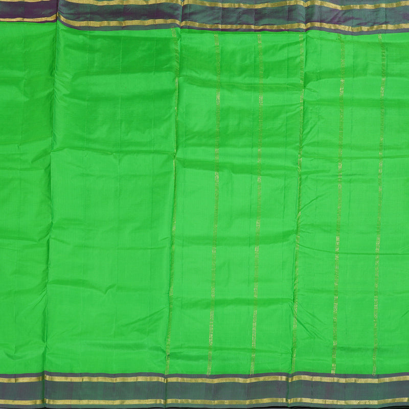 Hayagrivas Light Green Handloom Kanjivaram Ten Yards Silk Saree with Dual Tone (Purple With Green) Border KBD1507A1-2