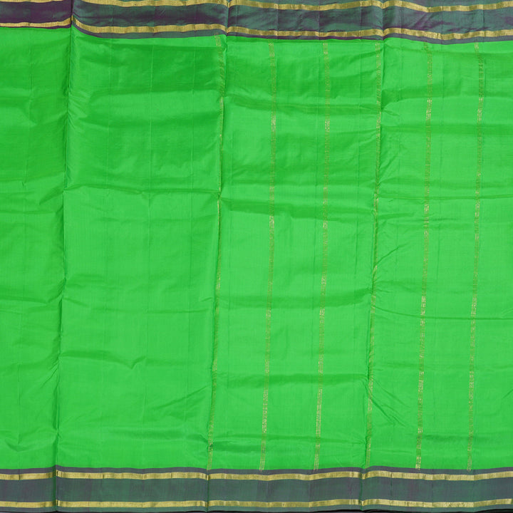 Hayagrivas Light Green Handloom Kanjivaram Ten Yards Silk Saree with Dual Tone (Purple With Green) Border KBD1507A1-2