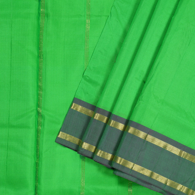 Hayagrivas Light Green Handloom Kanjivaram Ten Yards Silk Saree with Dual Tone (Purple With Green) Border KBD1507A1-2