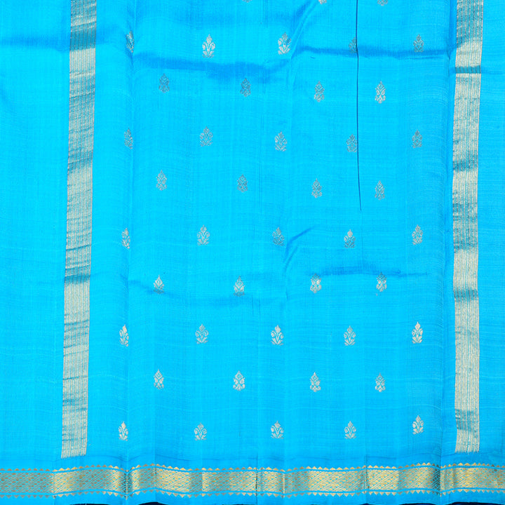 Hayagrivas Serene Blue Handloom Kanjivaram Silk Saree with Sky Blue Border KBD1515A1-12