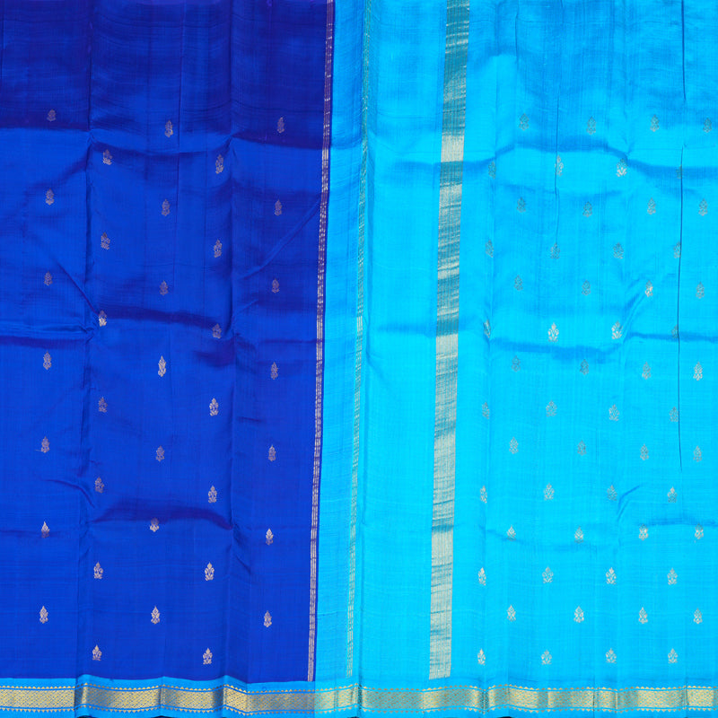 Hayagrivas Serene Blue Handloom Kanjivaram Silk Saree with Sky Blue Border KBD1515A1-12