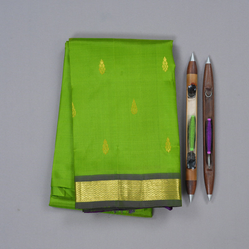 Hayagrivas Light Green Handloom Kanjivaram Silk Saree with Purple Border-KBD1515A1-14
