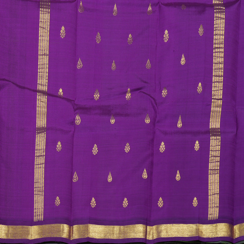 Hayagrivas Light Green Handloom Kanjivaram Silk Saree with Purple Border-KBD1515A1-14
