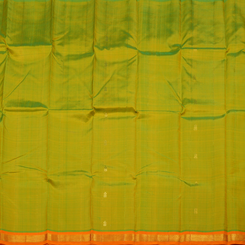 Hayagrivas Fluorescent Green Pure One Side Border Silk Saree with Orange border KBD1515A1-5