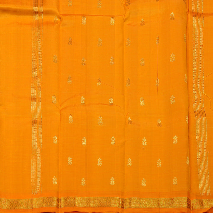 Hayagrivas Fluorescent Green Pure One Side Border Silk Saree with Orange border KBD1515A1-5