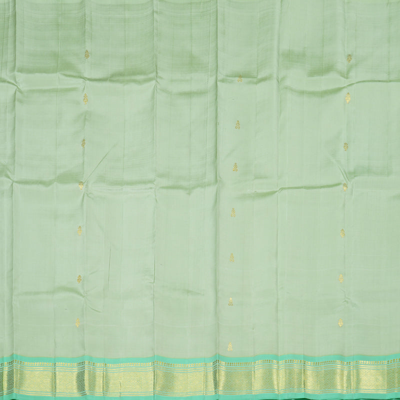 Hayagrivas Light Elaichi Green Handloom Kanjivaram Silk Saree with Sea Green Border KBD1515A2-17