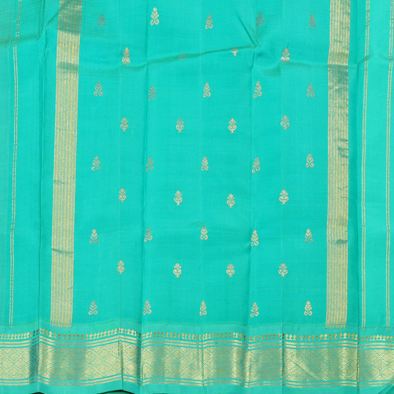 Hayagrivas Light Elaichi Green Handloom Kanjivaram Silk Saree with Sea Green Border KBD1515A2-17