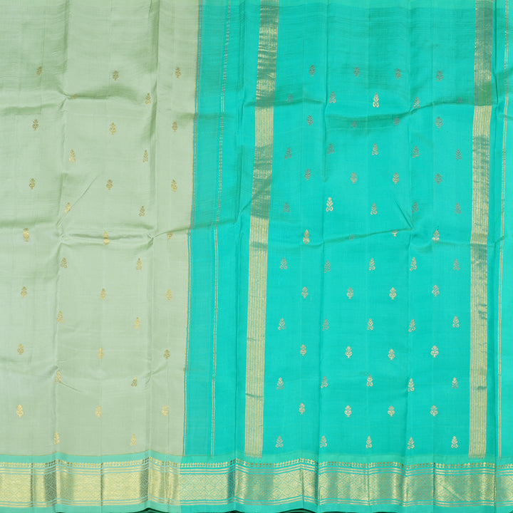 Hayagrivas Light Elaichi Green Handloom Kanjivaram Silk Saree with Sea Green Border KBD1515A2-17