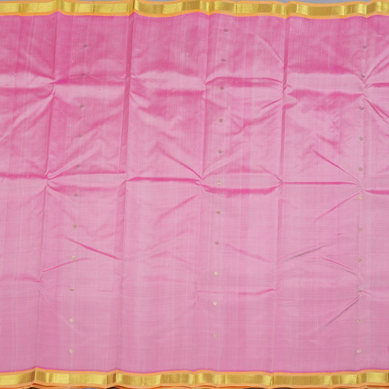 Hayagrivas Baby Pink Handloom Kanjivaram Silk Saree with Light Mango Yellow Border KBD1515A4-10
